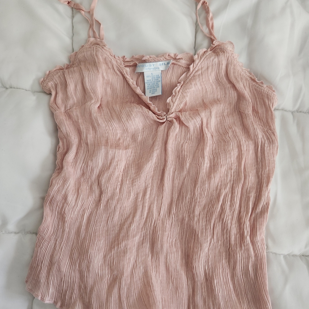 Pink Ruched Tie Front Camisole | August Silk
